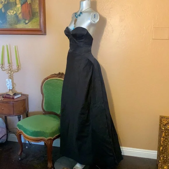 NWT KAUFMAN FRANCO Black Corsett Strapless Evening Gown. SZ XS - Picture 5 of 13